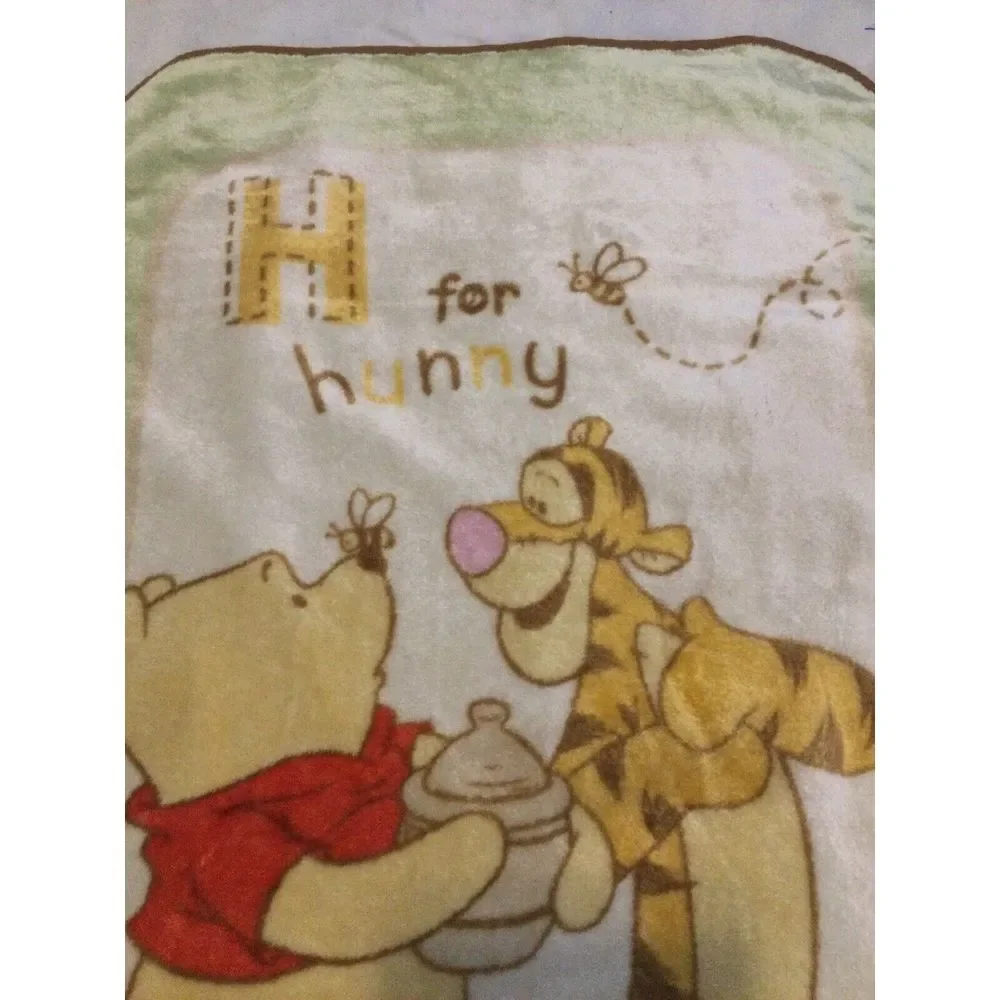 Winnie‎ Pooh Tigger H for Hunny Luxury Plush Fleece Crib Baby Blanket Vintage